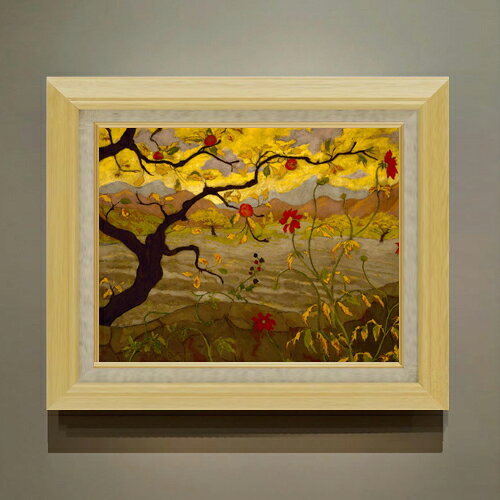 ポール・ランソン Apple Tree with Red Fruit F6  絵画 販売 6号 油彩 風景画 556×465mm 複製画 送料無料 プレゼント ギフト 開店祝い 開業祝い 退職祝い 新築祝い リビング 玄関 モダン アートフレーム 壁掛け