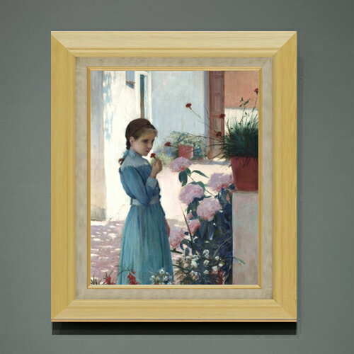 【油絵 直筆仕上げ】ルシニョール The girl with carnation F6 【額入り】 絵画 販売 6号 油彩 人物画 556×465mm 複製画 送料無料 プレゼント ギフト 開店祝い 開業祝い 退職祝い 新築祝い リビング 玄関 モダン アートフレーム 壁掛け