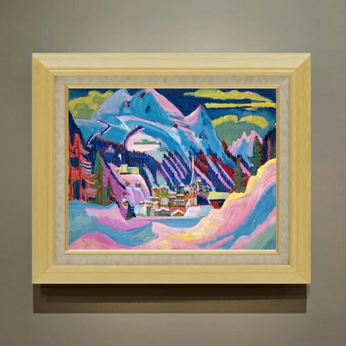 Rakuten - 【油絵 直筆仕上げ】キルヒナー 冬のダボス。雪のダボス F6 【額入り】 絵画 販売 6号 油彩 抽象画 556×465mm 複製画 送料無料 プレゼント ギフト 開店祝い 開業祝い 退職祝い 新築祝い リビング 玄関 モダン アートフレーム 壁掛け