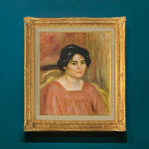 【油絵 直筆仕上げ】ルノワール 赤いブラウスを着たカブリエル F8 【額入り】 絵画 販売 8号 油彩 風景..