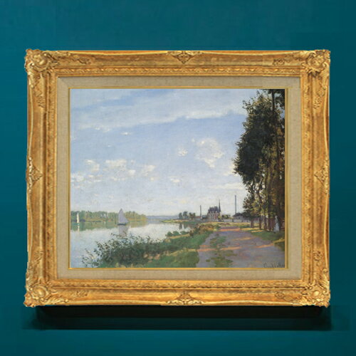 【油絵 直筆仕上げ】クロード・モネ アルジャントゥイユの散歩道(プロムナード) F8 【額入り】 絵画 販..