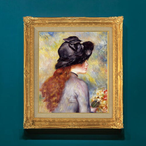 【油絵 直筆仕上げ】ルノワール チューリップの花束を持つ少女 F8 【額入り】 絵画 販売 8号 油彩 風景画 596×522mm 複製画 送料無料 プレゼント ギフト 開店祝い 開業祝い 退職祝い 新築祝い リビング 玄関 モダン アートフレーム 壁掛け