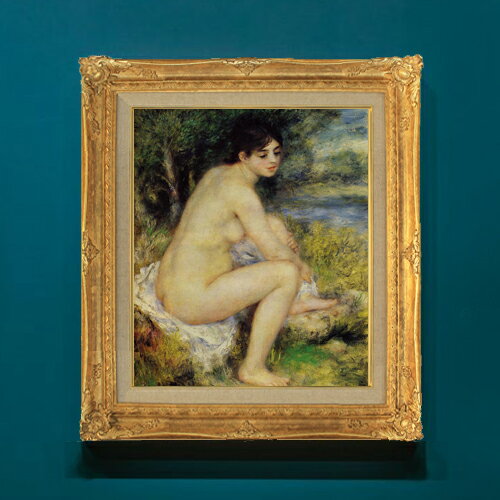 【油絵 直筆仕上げ】ルノワール 座る浴女 F8 【額入り】 絵画 販売 8号 油彩 風景画 596×522mm 複製画 ..