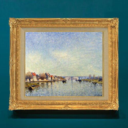 【油絵 直筆仕上げ】シスレー セーヌ・エ・マルヌの湖畔 F8 【額入り】 絵画 販売 8号 油彩 風景画 596..