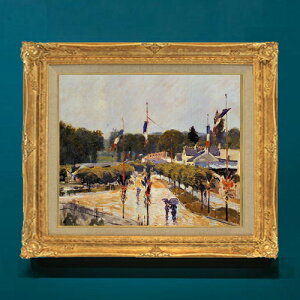 【油絵 直筆仕上げ】シスレー マルリー=ル=ロワの休日 F8 【額入り】 絵画 販売 8号 油彩 風景画 596×522mm 複製画 送料無料 プレゼント ギフト 開店祝い 開業祝い 退職祝い 新築祝い リビング 玄関 モダン アートフレーム 壁掛け