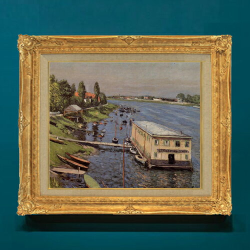 【油絵 直筆仕上げ】カイユボット アルジャントゥイユの船橋 F8 【額入り】 絵画 販売 8号 油彩 風景画..