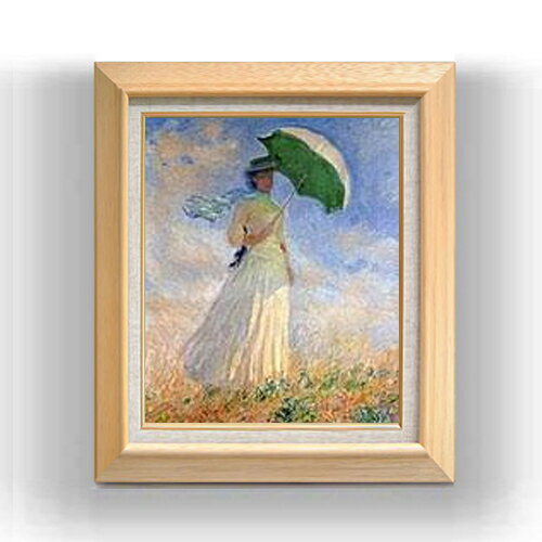 【油絵 直筆仕上げ】クロード・モネ 日傘を差す女 F8 【額入り】 絵画 販売 8号 油彩 風景画 600×526mm 複製画 送料無料 プレゼント ギフト 開店祝い 開業祝い 退職祝い 新築祝い リビング 玄関 モダン アートフレーム 壁掛け