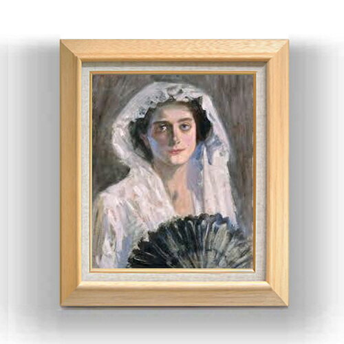 【油絵 直筆仕上げ】藤島武二 黒扇 F8 【額入り】 絵画 販売 8号 油彩 風景画 600×526mm 複製画 送料無..