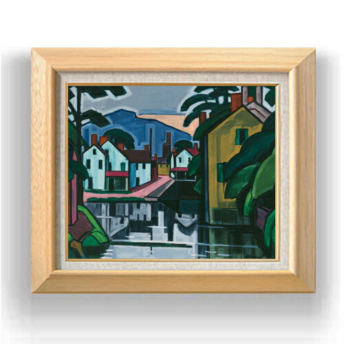 【油絵 直筆仕上げ】ブルーマナー Old Canal Port 【額入り】 絵画 販売 8号 油彩 抽象画 600×526mm 複..