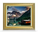 【油絵 直筆仕上げ】Pragser Wildsee -イタリアの風景- F8サイズ 額入り 【キャンバス・アクリル/額入り】 油彩 風景画 オリジナルインテリア絵画 風水画 598×524mm 複製画 送料無料