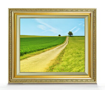 【油絵 直筆仕上げ】グリーンフィールド F8サイズ 額入り 【キャンバス・アクリル/額入り】 油彩 風景画 オリジナルインテリア絵画 風水画 598×524mm 複製画 送料無料