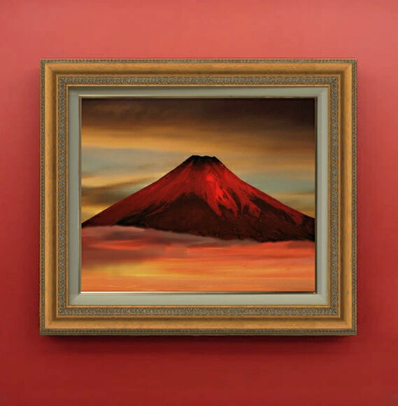 富士山　油絵　風景画 富士山油絵 富士山油絵 油絵 油彩画 絵画・油絵 絵画 vintage ART Zx