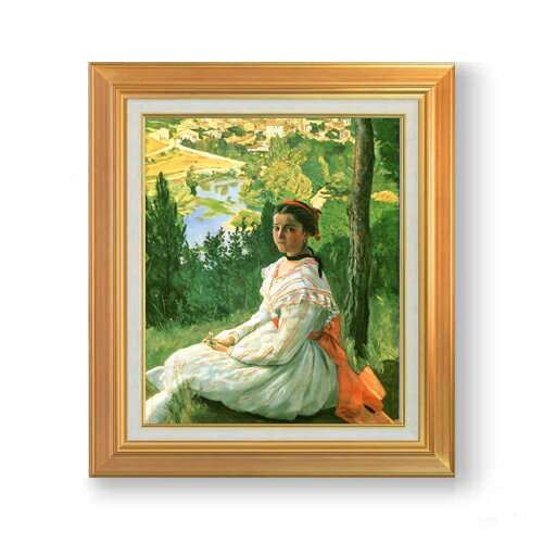 樂天商城 - 【油絵 直筆仕上げ】フレデリック・バジール 村の眺め F8 【アップグレード額】 絵画 販売 8号 油彩 風景画 592×518mm 複製画 送料無料 プレゼント ギフト 開店祝い 開業祝い 退職祝い 新築祝い リビング 玄関 モダン アートフレーム 壁掛け