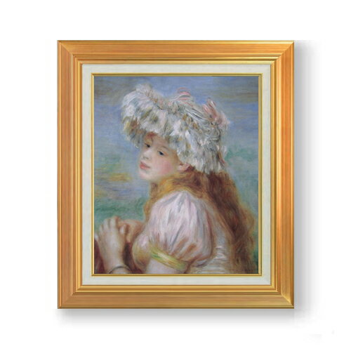 樂天商城 - 【油絵 直筆仕上げ】ルノワール レースの帽子の少女 F8 【アップグレード額】 絵画 販売 8号 油彩 風景画 592×518mm 複製画 送料無料 プレゼント ギフト 開店祝い 開業祝い 退職祝い 新築祝い リビング 玄関 モダン アートフレーム 壁掛け