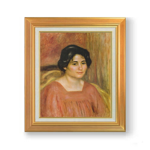 【油絵 直筆仕上げ】ルノワール 赤いブラウスを着たカブリエル F8 【アップグレード額】 絵画 販売 8号..