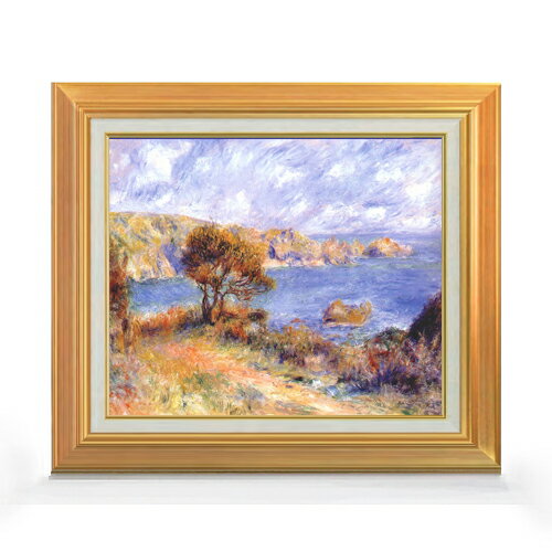 Rakuten - 【油絵 直筆仕上げ】ルノワール ガーンジーの風景 F8 【アップグレード額】 絵画 販売 8号 油彩 風景画 592×518mm 複製画 送料無料 プレゼント ギフト 開店祝い 開業祝い 退職祝い 新築祝い リビング 玄関 モダン アートフレーム 壁掛け