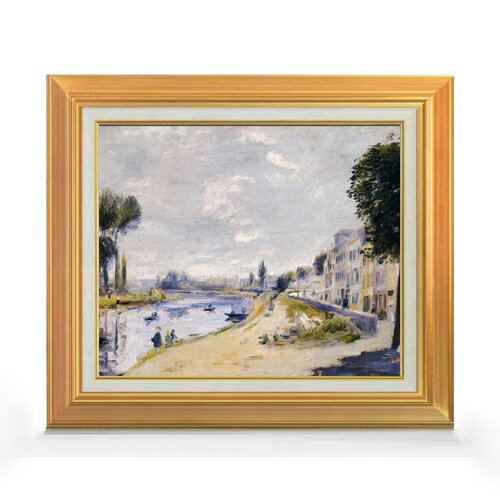 Rakuten - 【油絵 直筆仕上げ】ルノワール セーヌ川の畔 F8 【アップグレード額】 絵画 販売 8号 油彩 風景画 592×518mm 複製画 送料無料 プレゼント ギフト 開店祝い 開業祝い 退職祝い 新築祝い リビング 玄関 モダン アートフレーム 壁掛け