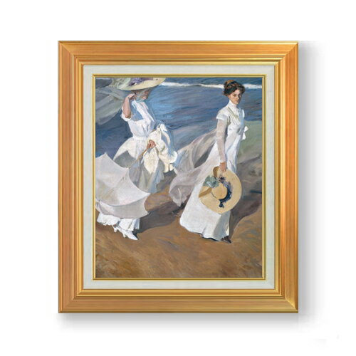 ソローリャ Strolling along the Seashore F8  絵画 販売 8号 油彩 風景画 592×518mm 複製画 送料無料 プレゼント ギフト 開店祝い 開業祝い 退職祝い 新築祝い リビング 玄関 モダン 近代アート 壁掛け