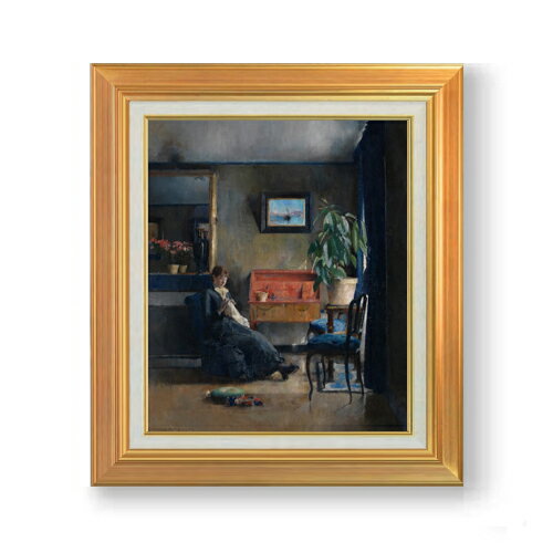 【油絵 直筆仕上げ】ハリエット・バッカー Blue Interior F8 【アップグレード額】 絵画 販売 8号 油彩..