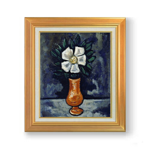 Rakuten - 【油絵 直筆仕上げ】ハートリー 白い花 F8 【アップグレード額】 絵画 販売 8号 油彩 抽象画 592×518mm 複製画 送料無料 プレゼント ギフト 開店祝い 開業祝い 退職祝い 新築祝い リビング 玄関 モダン 近代アート 壁掛け