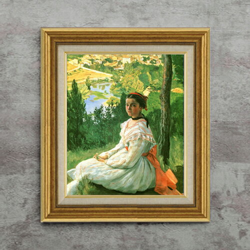 Rakuten - 【油絵 直筆仕上げ】フレデリック・バジール 村の眺め F8 【アップグレード額】 絵画 販売 8号 油彩 風景画 596×522mm 複製画 送料無料 プレゼント ギフト 開店祝い 開業祝い 退職祝い 新築祝い リビング 玄関 モダン アートフレーム 壁掛け
