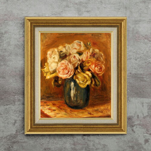 樂天商城 - 【油絵 直筆仕上げ】ルノワール Roses in a Blue Vase F8 【アップグレード額】 絵画 販売 8号 油彩 風景画 596×522mm 複製画 送料無料 プレゼント ギフト 開店祝い 開業祝い 退職祝い 新築祝い リビング 玄関 モダン アートフレーム 壁掛け