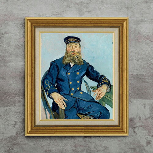 乐天商城 - 【油絵 直筆仕上げ】ゴッホ 郵便夫ジョゼフ・ルーラン F8 【アップグレード額】 絵画 販売 8号 油彩 風景画 596×522mm 複製画 送料無料 プレゼント ギフト 開店祝い 開業祝い 退職祝い 新築祝い リビング 玄関 モダン アートフレーム 壁掛け