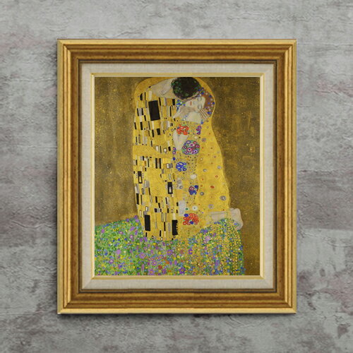 Rakuten - 【油絵 直筆仕上げ】クリムト 接吻 F8 【アップグレード額】 絵画 販売 8号 油彩 抽象画 596×522mm 複製画 送料無料 プレゼント ギフト 開店祝い 開業祝い 退職祝い 新築祝い リビング 玄関 モダン 近代アート 壁掛け