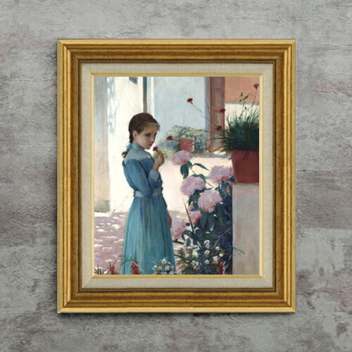 【油絵 直筆仕上げ】ルシニョール The girl with carnation F8 【アップグレード額】 絵画 販売 8号 油彩 人物画 596×522mm 複製画 送料無料 プレゼント ギフト 開店祝い 開業祝い 退職祝い 新築祝い リビング 玄関 モダン 近代アート 壁掛け