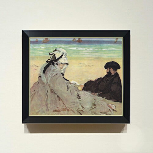 【油絵 直筆仕上げ】マネ 海辺にて F8 【シンプルフレーム】 絵画 販売 8号 油彩 風景画 485×410mm 複..