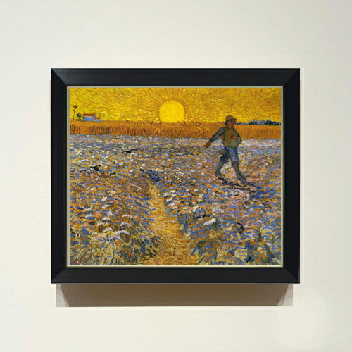 【油絵 直筆仕上げ】ゴッホ 種まく人 F8 【シンプルフレーム】 絵画 販売 8号 油彩 風景画 485×410mm ..