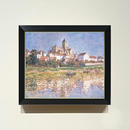 【油絵 直筆仕上げ】クロード・モネ ヴェトゥイユの教会 F8 【シンプルフレーム】 絵画 販売 8号 油彩 風景画 485×410mm 複製画 送料無料 プレゼント ギフト 開店祝い 開業祝い 退職祝い 新築祝い リビング 玄関 モダン アートフレーム 壁掛け