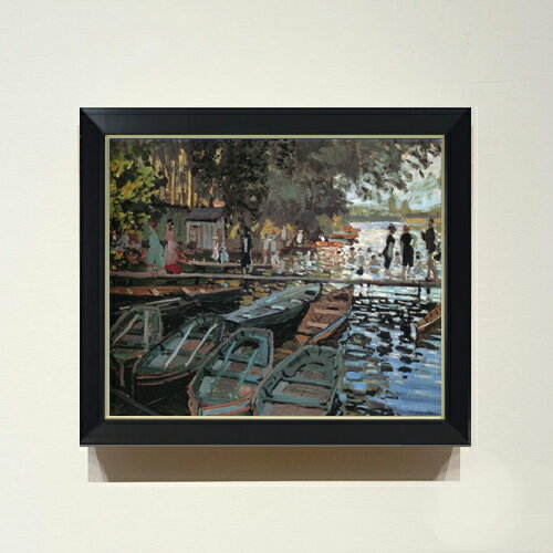 【油絵 直筆仕上げ】クロード・モネ ラ・グルヌイエールの水浴 F8 【シンプルフレーム】 絵画 販売 8号 油彩 風景画 485×410mm 複製画 ..