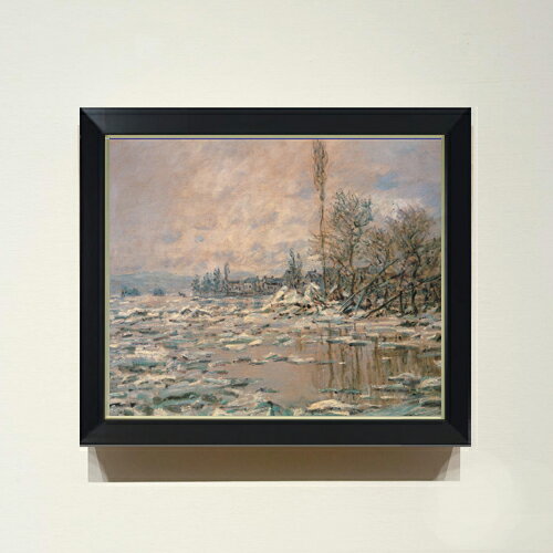 【油絵 直筆仕上げ】クロード・モネ 解氷、曇り空 F8 【シンプルフレーム】 絵画 販売 8号 油彩 風景画..