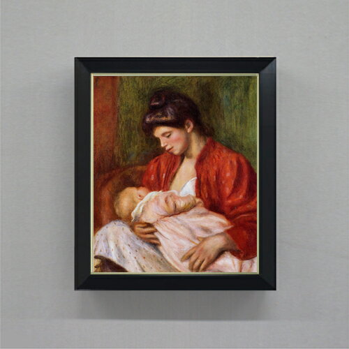 Rakuten - 【油絵 直筆仕上げ】ルノワール 若い母親 F8 【シンプルフレーム】 絵画 販売 8号 油彩 風景画 485×410mm 複製画 送料無料 プレゼント ギフト 開店祝い 開業祝い 退職祝い 新築祝い リビング 玄関 モダン アートフレーム 壁掛け