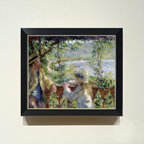 【油絵 直筆仕上げ】ルノワール 水辺にて F8 【シンプルフレーム】 絵画 販売 8号 油彩 風景画 485×410..