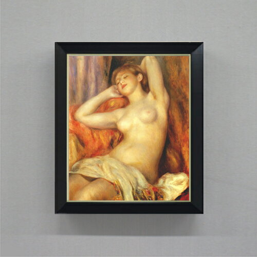 Portrait - 【油絵 直筆仕上げ】ルノワール 眠る女 F8 【シンプルフレーム】 絵画 販売 8号 油彩 風景画 485×410mm 複製画 送料無料 プレゼント ギフト 開店祝い 開業祝い 退職祝い 新築祝い リビング 玄関 モダン アートフレーム 壁掛け