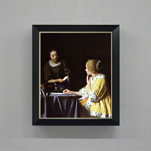 【油絵 直筆仕上げ】フェルメール 婦人と召使 F8 【シンプルフレーム】 絵画 販売 8号 油彩 風景画 485..