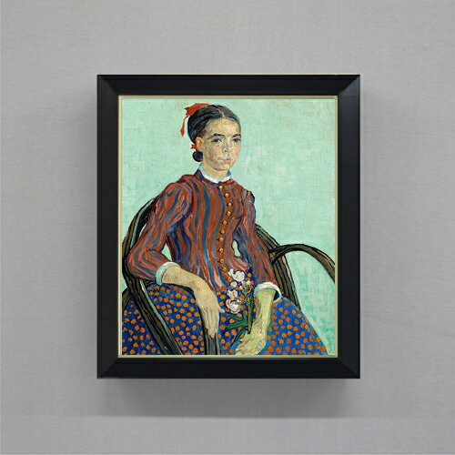 【油絵 直筆仕上げ】ゴッホ ラ・ムスメ、座像 F8 【シンプルフレーム】 絵画 販売 8号 油彩 風景画 485×410mm 複製画 送料無料 プレゼント ギフト 開店祝い 開業祝い 退職祝い 新築祝い リビング 玄関 モダン アートフレーム 壁掛け