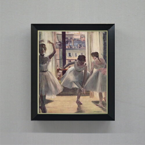 【油絵 直筆仕上げ】ドガ 三人の踊り子 F8 【シンプルフレーム】 絵画 販売 8号 油彩 風景画 485×410mm 複製画 送料無料 プレゼント ギフト 開店祝い 開業祝い 退職祝い 新築祝い リビング 玄関 モダン アートフレーム 壁掛け