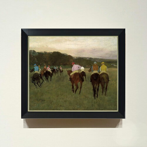 【油絵 直筆仕上げ】ドガ ロンシャンの競馬 F8 【シンプルフレーム】 絵画 販売 8号 油彩 風景画 485×4..