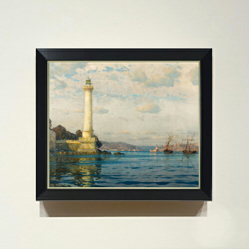 Rakuten - 【油絵 直筆仕上げ】ディーマー The Ahrkap Lighthouse F8 【シンプルフレーム】 絵画 販売 8号 油彩 風景画 485×410mm 複製画 送料無料 プレゼント ギフト 開店祝い 開業祝い 退職祝い 新築祝い リビング 玄関 モダン 近代アート 壁掛け