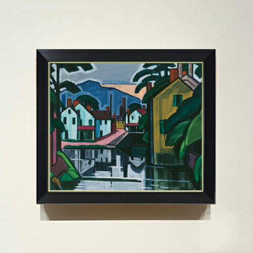 【油絵 直筆仕上げ】ブルーマナー Old Canal Port 【シンプルフレーム】 絵画 販売 8号 油彩 抽象画 48..