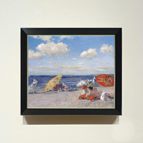 【油絵 直筆仕上げ】チェイス At the Seaside F8 【シンプルフレーム】 絵画 販売 8号 油彩 風景画 485×410mm 複製画 送料無料 プレゼント ギフト 開店祝い 開業祝い 退職祝い 新築祝い リビング 玄関 モダン 近代アート 壁掛け