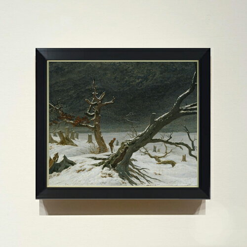 【油絵 直筆仕上げ】フリードリヒ Winter Landscape F8 【シンプルフレーム】 絵画 販売 8号 油彩 風景画 485×410mm 複製画 送料無料 ..