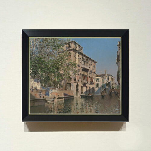 【油絵 直筆仕上げ】マルティン・リコ A Canal in Venice F8 【シンプルフレーム】 絵画 販売 8号 油彩 風景画 485×410mm 複製画 送料無料 プレゼント ギフト 開店祝い 開業祝い 退職祝い 新築祝い リビング 玄関 モダン 近代アート 壁掛け