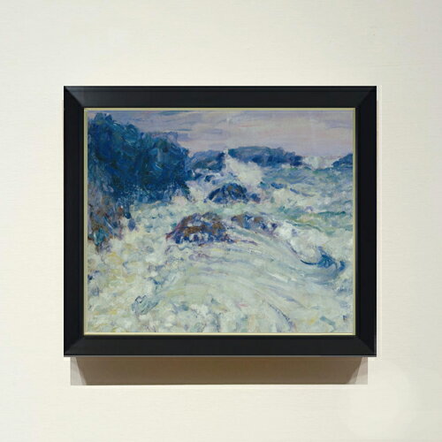 【油絵 直筆仕上げ】ジョン・ピーター・ラッセル Rough sea, Morestil F8 【シンプルフレーム】 絵画 販売 8号 油彩 風景画 485×410mm 複製画 送料無料 プレゼント ギフト 開店祝い 開業祝い 退職祝い 新築祝い リビング 玄関 モダン 近代アート 壁掛け