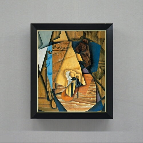 【油絵 直筆仕上げ】フアン・グリス A Man in a Caf 【シンプルフレーム】 絵画 販売 8号 油彩 抽象画 485×410mm 複製画 送料無料 プレゼント ギフト 開店祝い 開業祝い 退職祝い 新築祝い リビング 玄関 モダン 近代アート 壁掛け