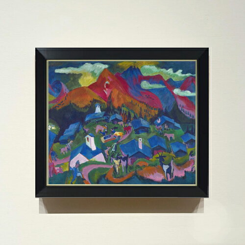 油彩 - 【油絵 直筆仕上げ】キルヒナー 動物たちの帰還 F8 【シンプルフレーム】 絵画 販売 8号 油彩 抽象画 485×410mm 複製画 送料無料 プレゼント ギフト 開店祝い 開業祝い 退職祝い 新築祝い リビング 玄関 モダン 近代アート 壁掛け