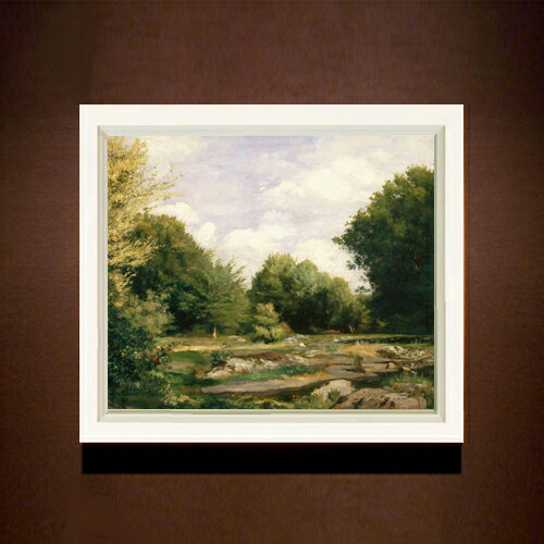 【油絵 直筆仕上げ】ルノワール A Clearing in the Woods F8 【シンプルフレーム】 絵画 販売 8号 油彩 風景画 485×410mm 複製画 送料無料 プレゼント ギフト 開店祝い 開業祝い 退職祝い 新築祝い リビング 玄関 モダン アートフレーム 壁掛け
